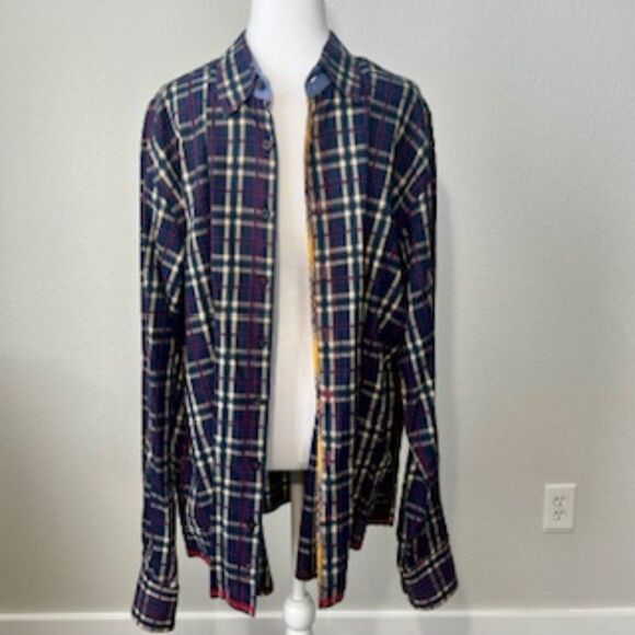 Georg Roth Los Angeles plaid button down 100% cotton thin cool plus size - Picture 1 of 10